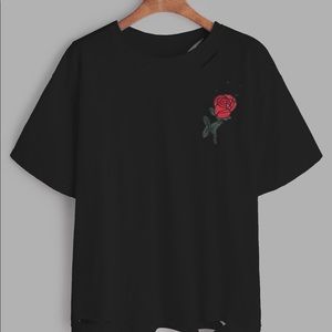 Fashionova Black Rose Tee